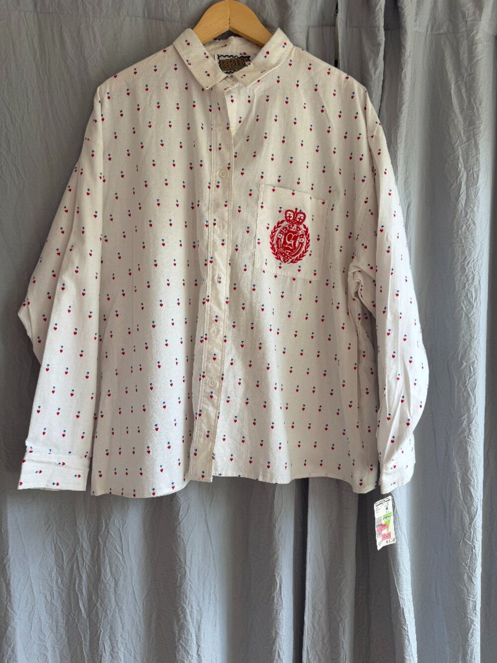 Vintage Deadstock Gitano Women’s Heart Print Button Down Shirt 22W 90s Americana